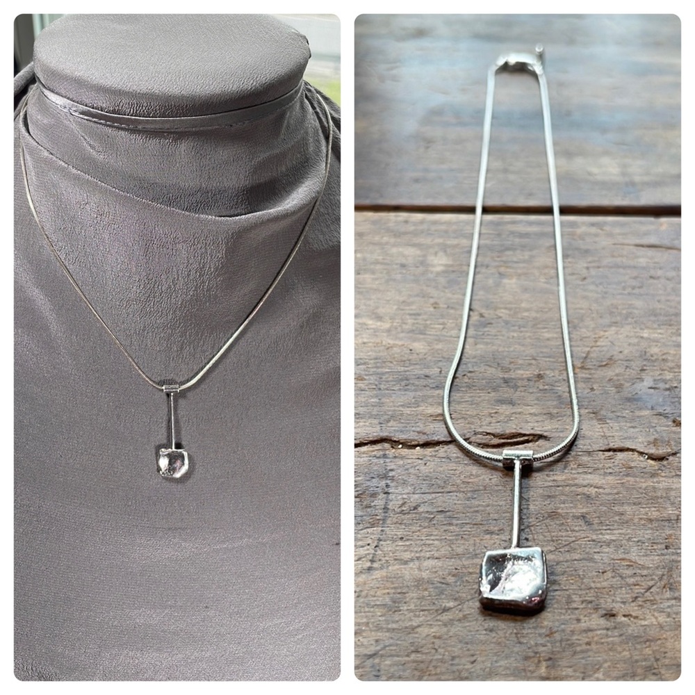 SILPADA Sterling Geometric Brutalist Pendant with Fine Chain, Minimal, Vintage